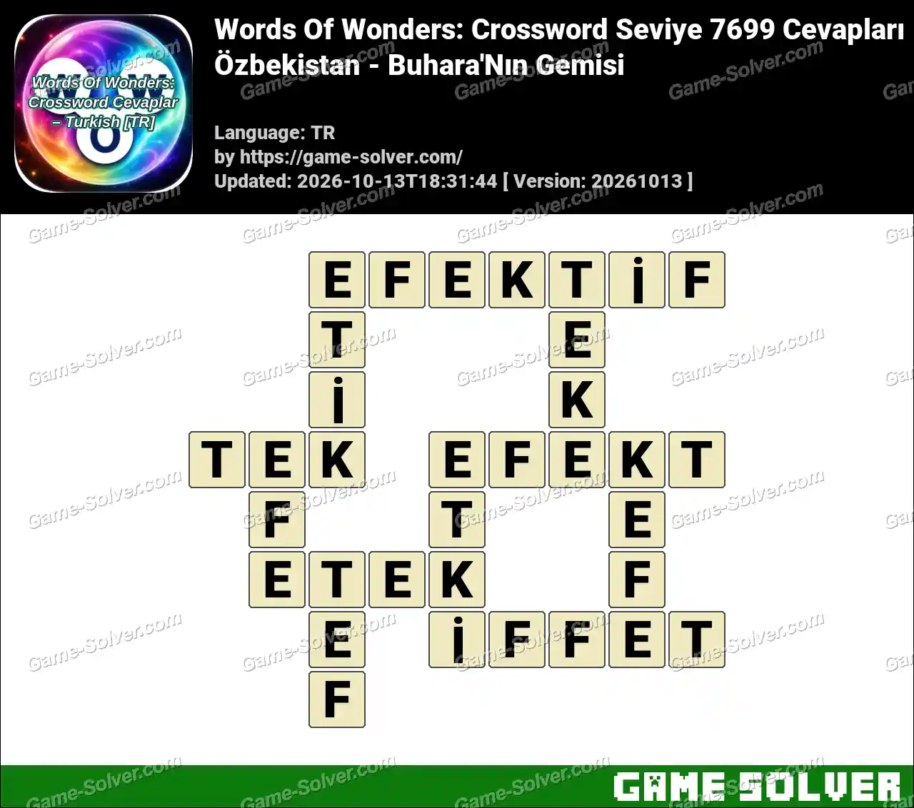 Words Of Wonders: Crossword Seviye 7699 Cevapları – Özbekistan – Buhara’Nın Gemisi
